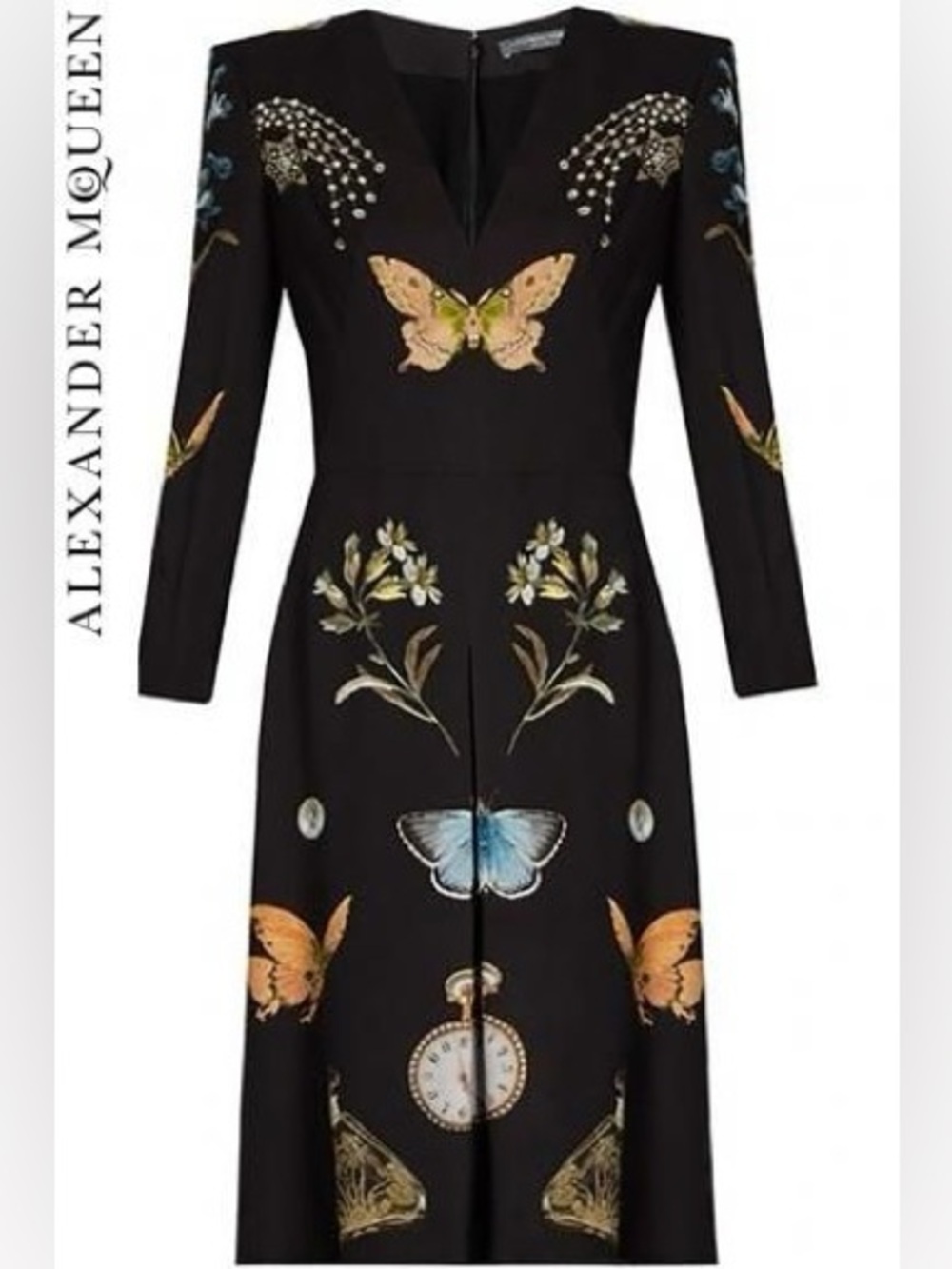 ALEXANDER McQUEEN Obsession Print V-Neck Dress